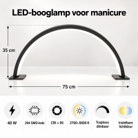 Lampe de travail LED demi-lune noire 75 cm – dimmable 40 W
